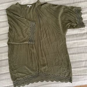 Maurices Olive Green Lace Cover Kimono XXL